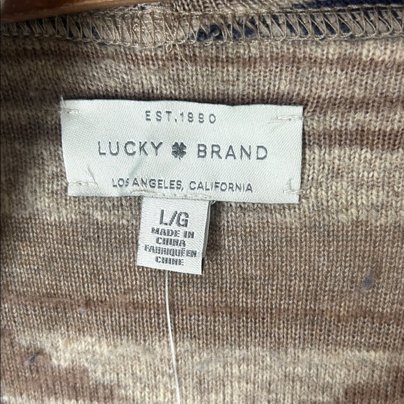 LUCKY BRAND Aztec Western Boho Tribal Open Front Brown Blue Cardigan Size Large - Picture 4 of 16